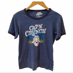 Retro Captain Crunch Cap’n Cereal T Shirt Blue Cartoon S Logo Kidcore Classic